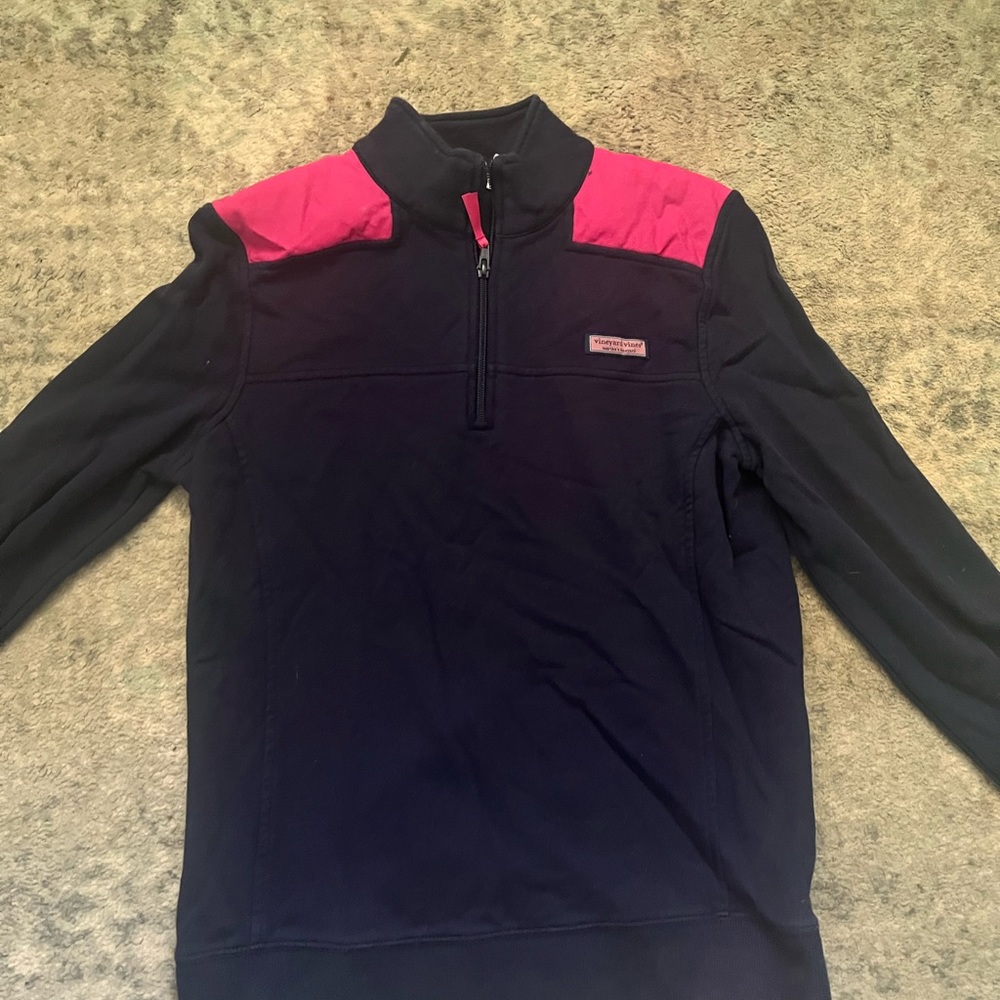 Navy and pink Martha’s Vineyard x Vineyard Vines quarter zip
